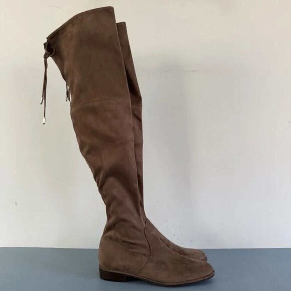 Marc Fisher Humor 2 Over‎ The Knee Taupe Faux Suede Boots